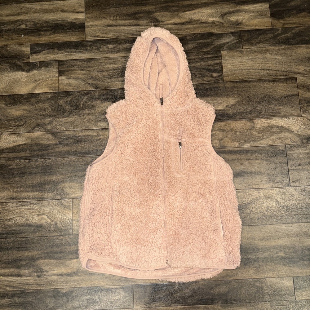 Weatherproof Vintage Cozy Sherpa Fleece Hooded Vest Full-Zip Women's Large Pink